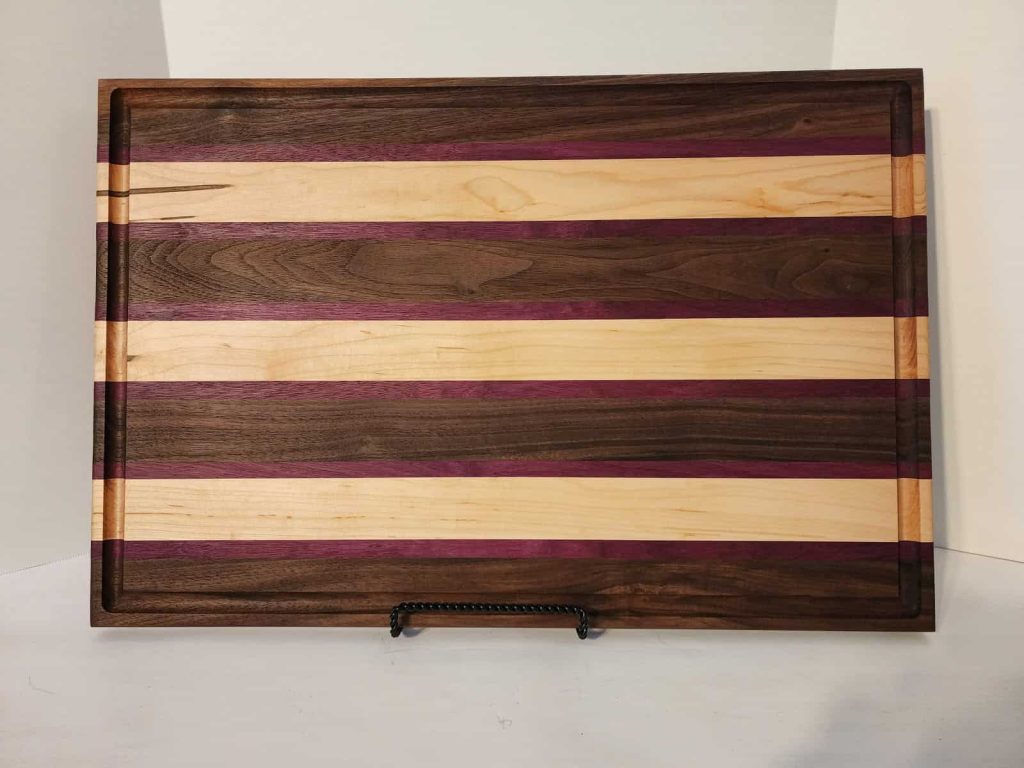 Large Cutting Board Walnut, Purple Heart, Maple Wood
