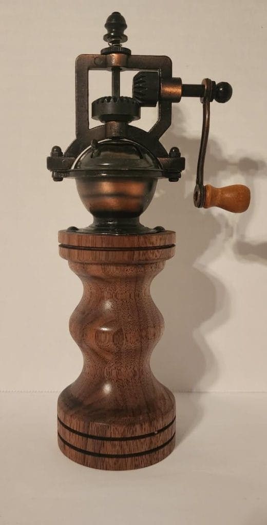 Handmade Wooden Peppermill - Walnut Wood, Hourglass Design