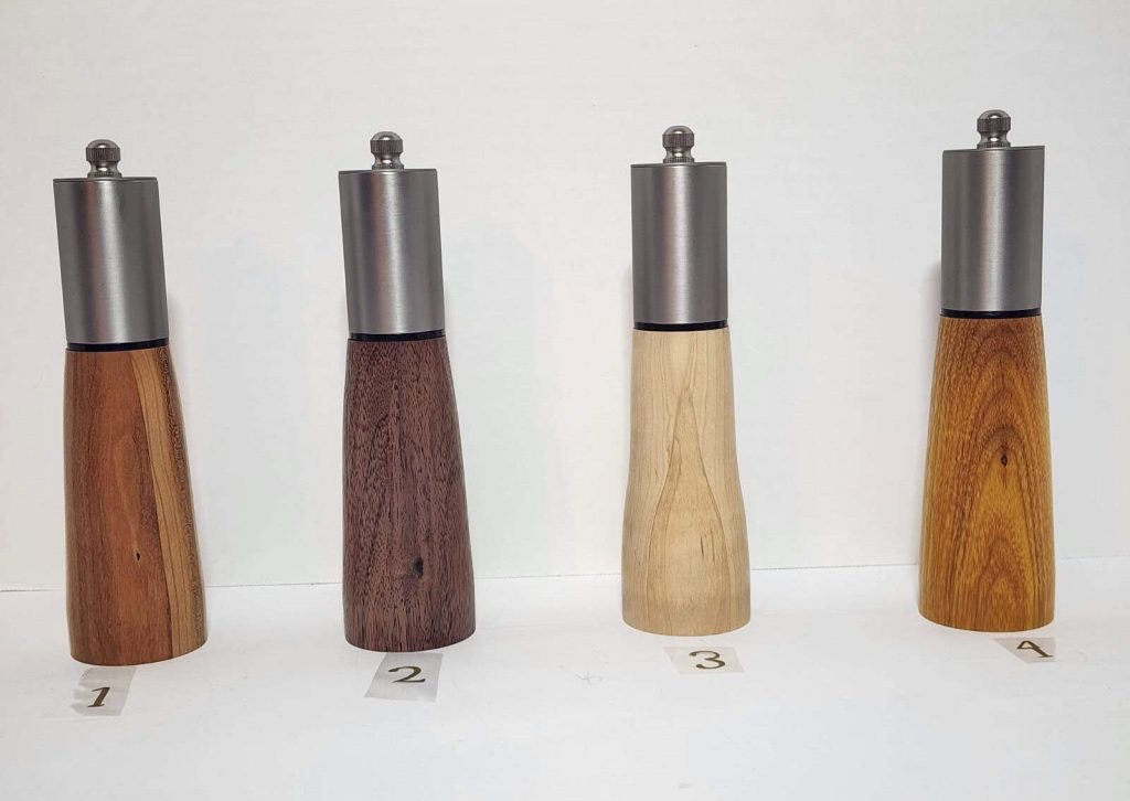 Duet Salt Shaker and Peppermill Combo Handcrafted Wood - front